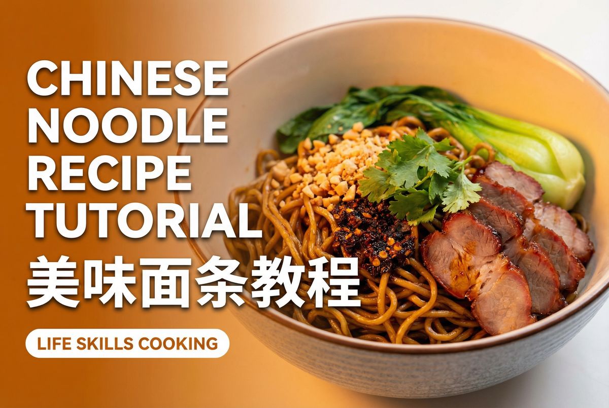 蘑菇视频美食烹饪视频教程 - 家常面条制作视频演示